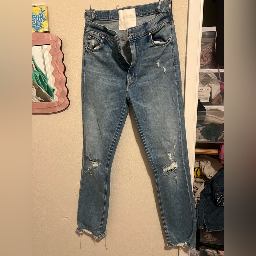 Distressed Blue Jeans